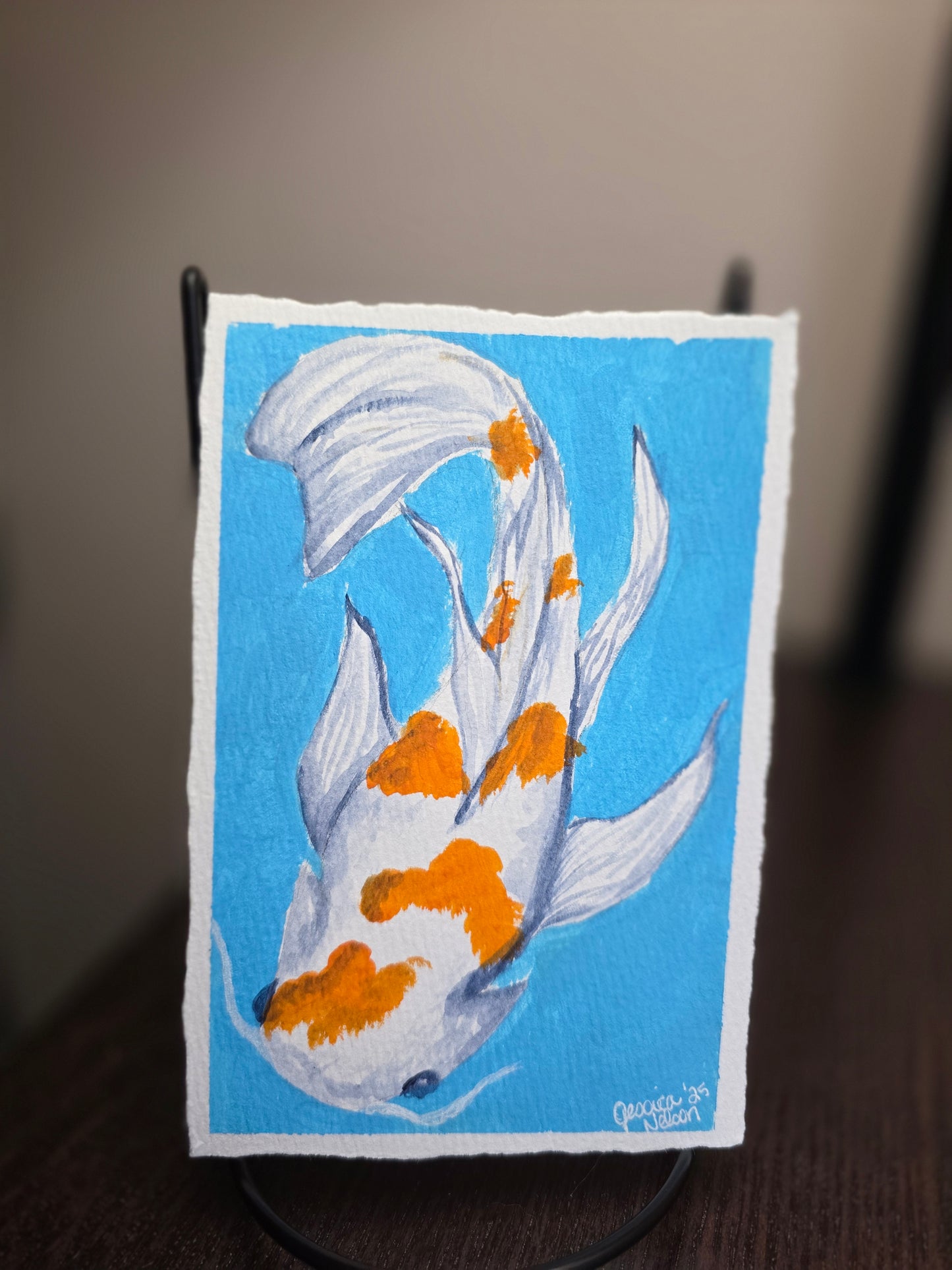 Koi Original Acrylic Painting | Koi Fish Wall Art | 4x6 | Wildlife Decor