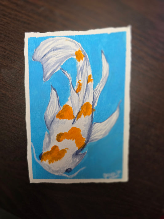 Koi Original Acrylic Painting | Koi Fish Wall Art | 4x6 | Wildlife Decor