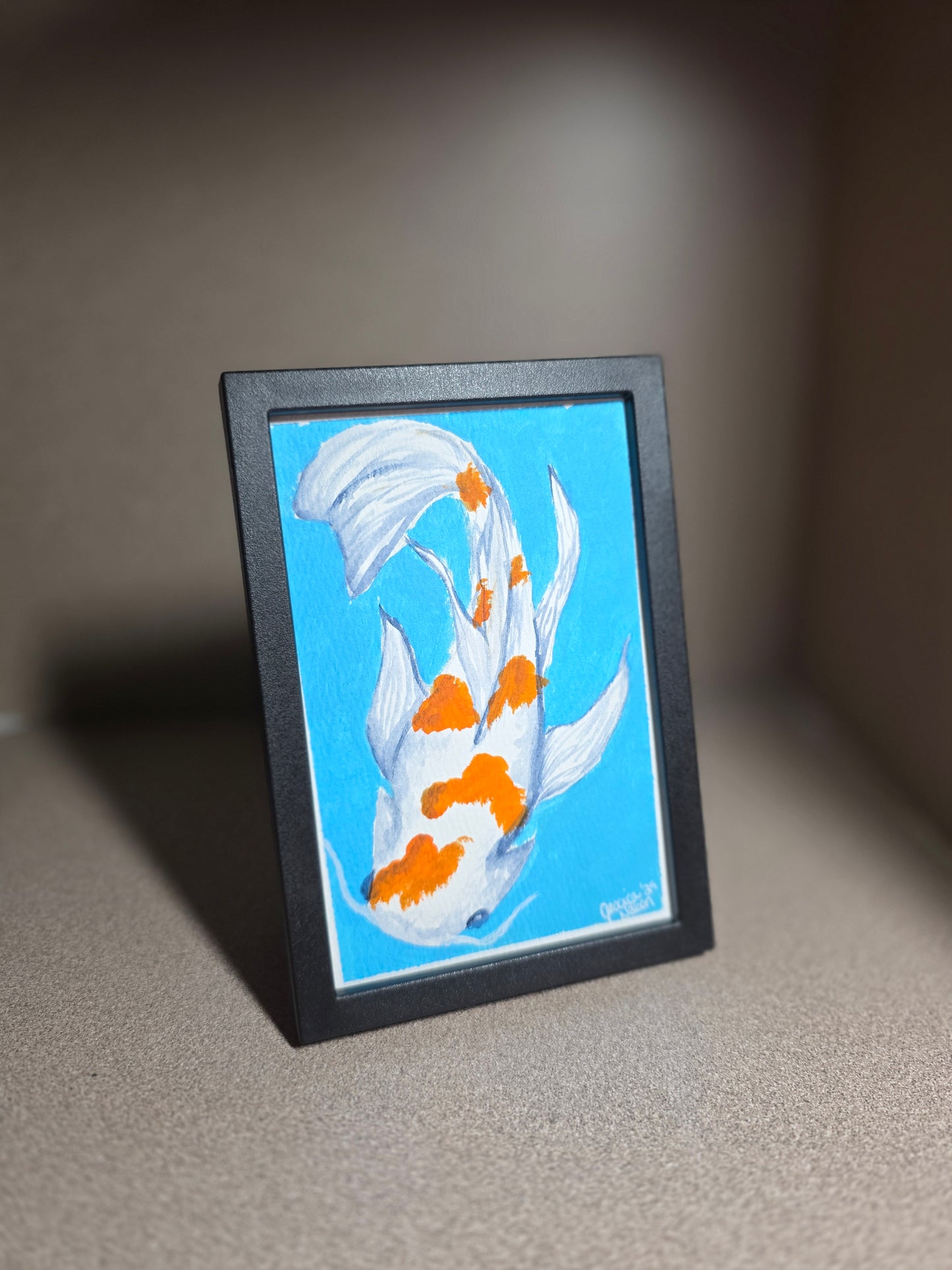 Koi Original Acrylic Painting | Koi Fish Wall Art | 4x6 | Wildlife Decor