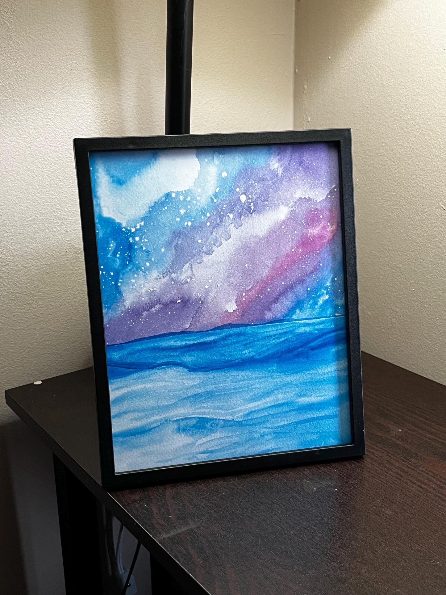 Galaxy on the Sea Print | Minimalist Nature Wall Art | 4×6 5×7 8x10 Physical Art Print | Galaxy Landscape Decor