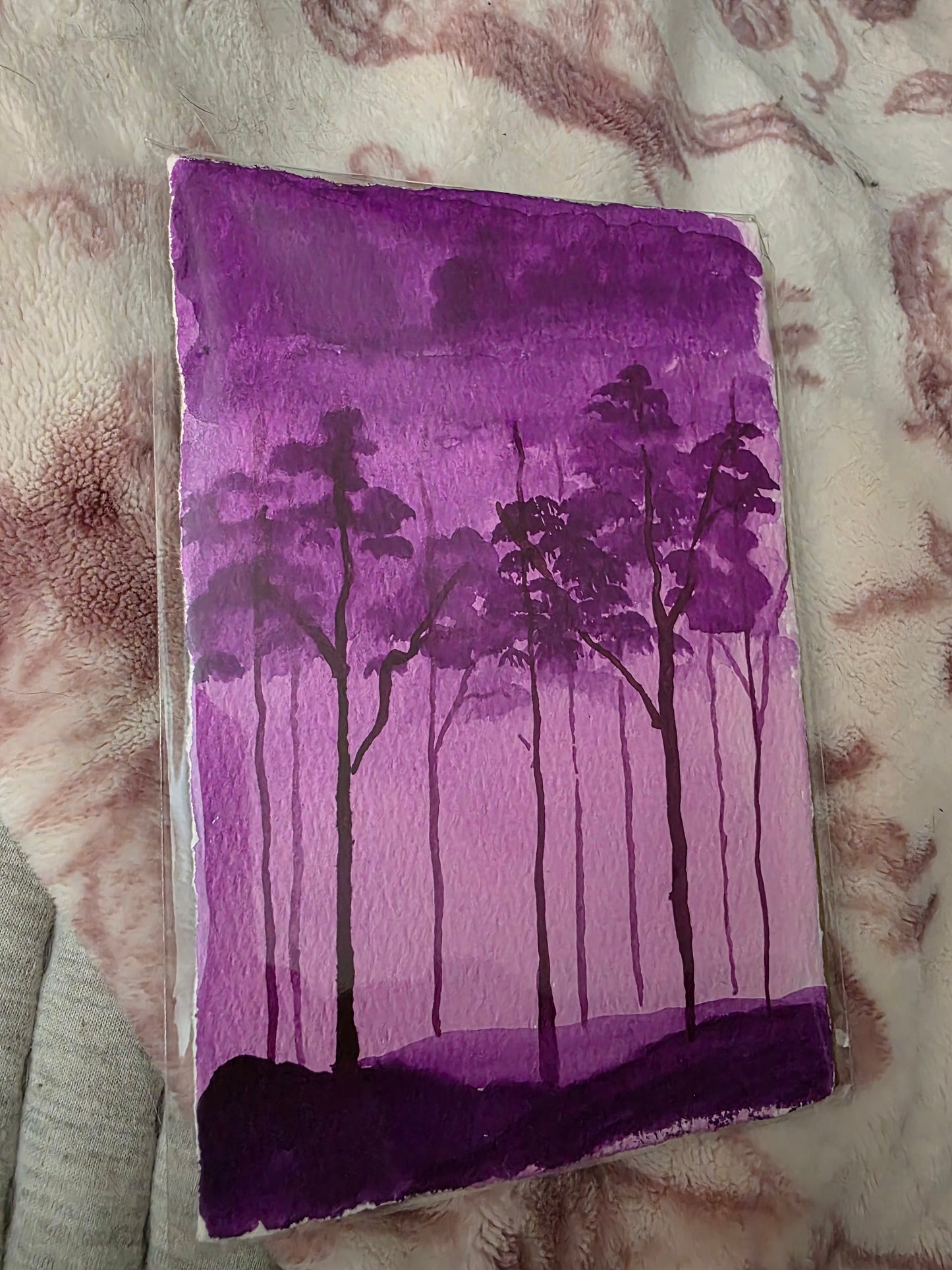 Lilac Mist | Original 4x6 Watercolor Painting | Purple Forest Art