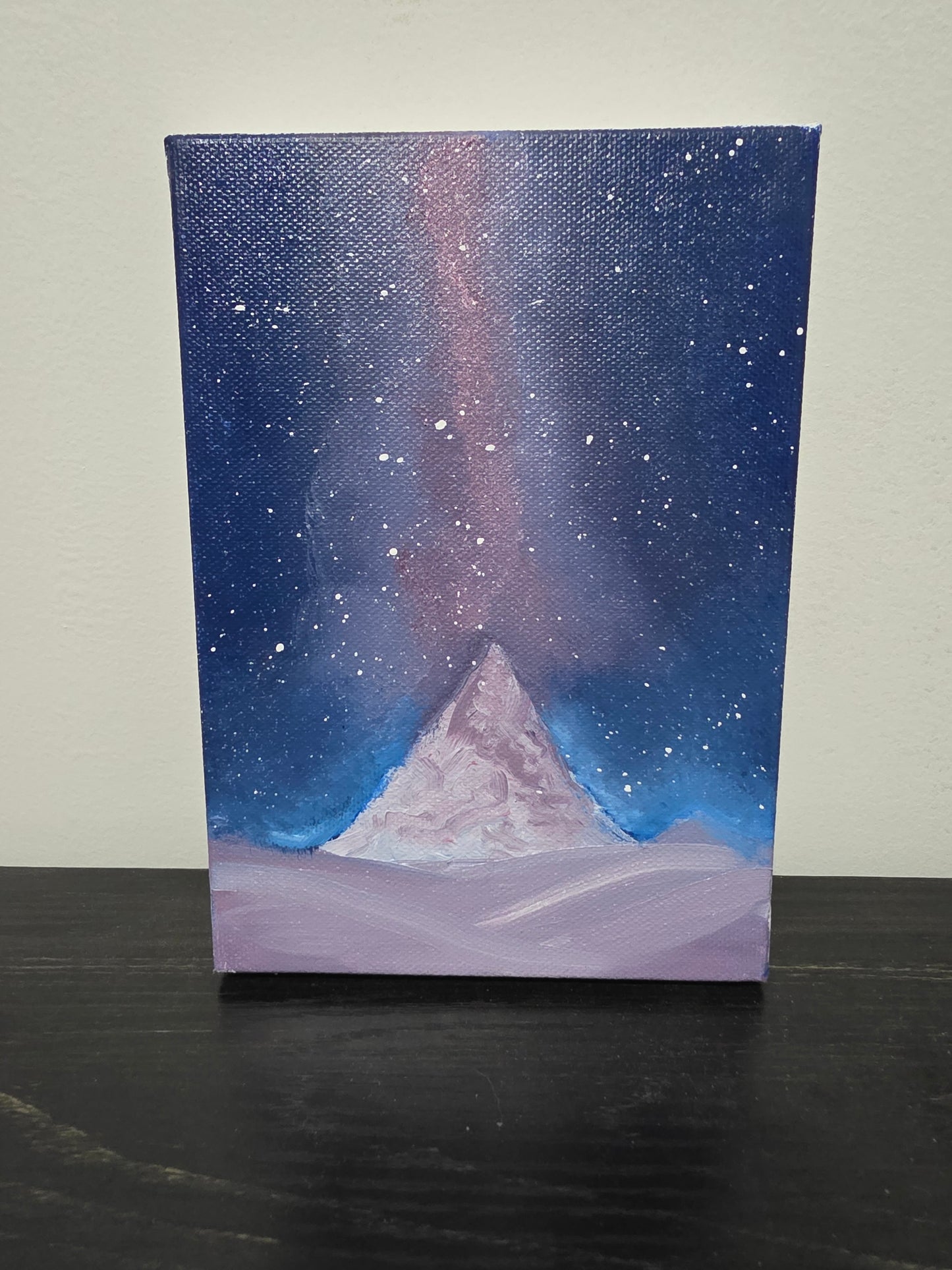 Celestial Peak | Original 5x7 Oil Painting | Galaxy Mountain