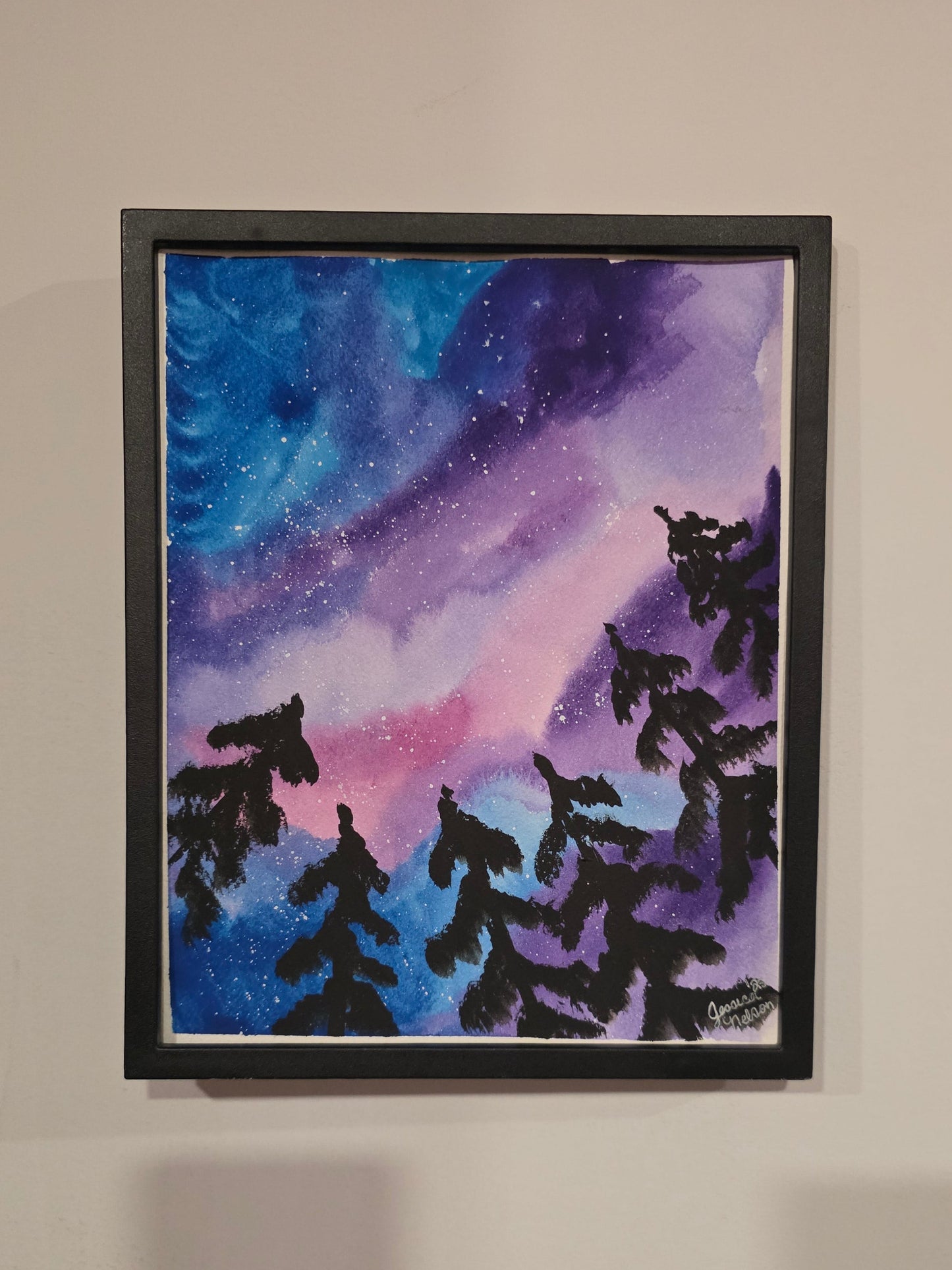 Galaxy in the Forest | ORIGINAL 8x10 Painting | Nature Galaxy Wall Art | Forest Artwork
