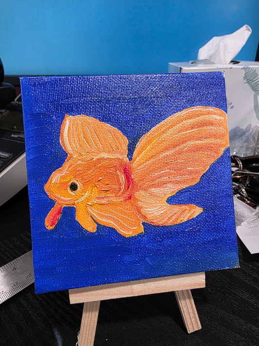 Goldie | 4x4 Physical Art Print | Goldfish Art |