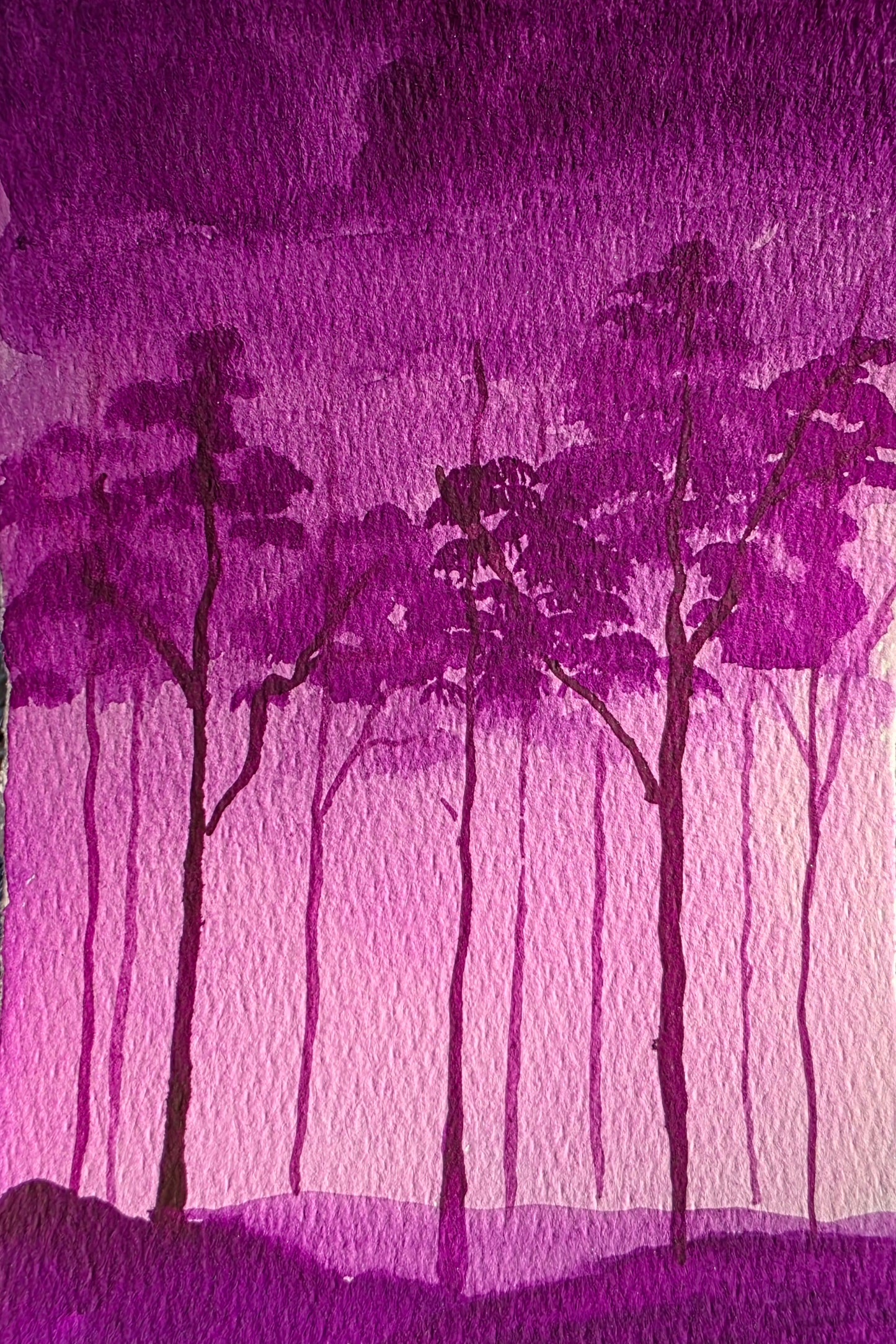 Lilac Mist | Original 4x6 Watercolor Painting | Purple Forest Art